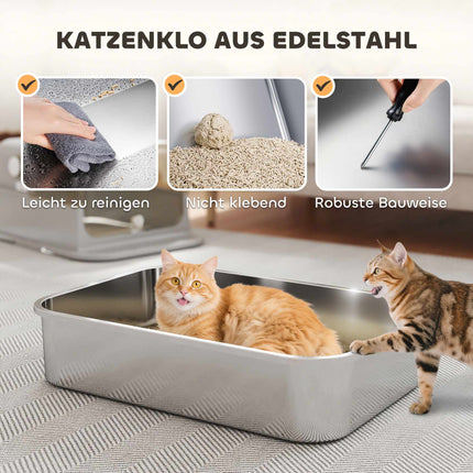 XXL nerūdijančio plieno kraiko dėžutė, lengvai valoma, didelėms katėms