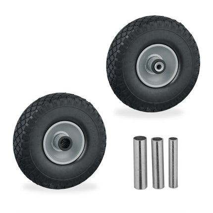 set of 2 wheels for sack cart 3.00-4 solid rubber