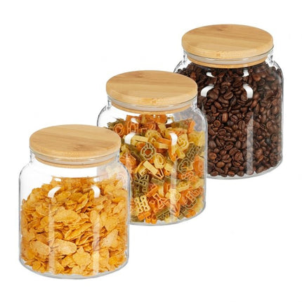 3 laikymo indelių su dangteliais rinkinys po 1000 ml