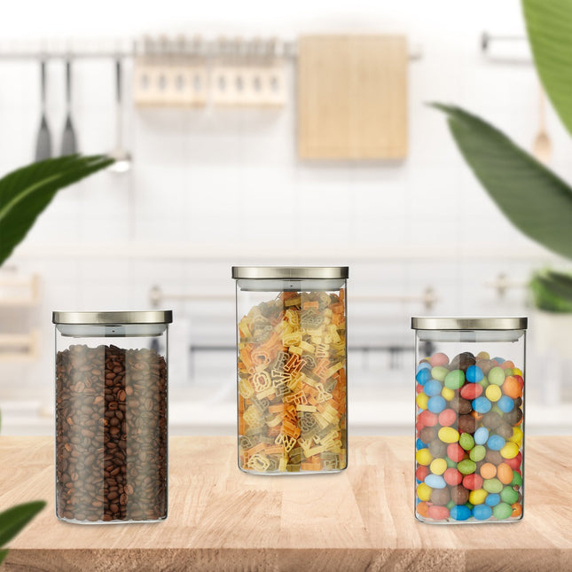3 laikymo indelių su dangteliais rinkinys po 1200 ml