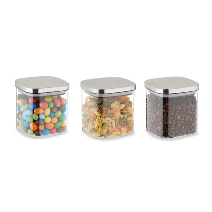 3 laikymo indelių su dangteliais rinkinys, 600 ml