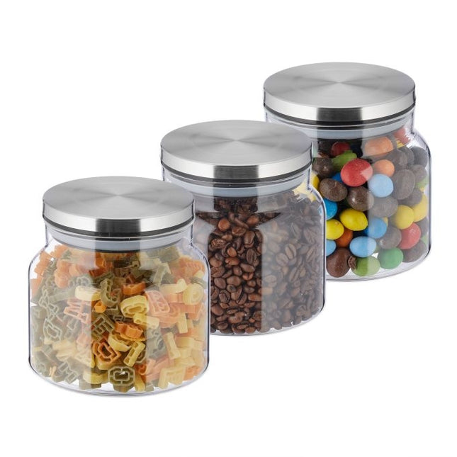 3 laikymo indelių su dangteliais rinkinys, 850 ml