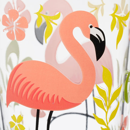 4 geriamųjų stiklinių rinkinys su flamingo motyvu