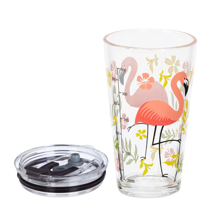 4 geriamųjų stiklinių rinkinys su flamingo motyvu