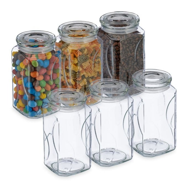 6 indelių su dangteliais rinkinys po 1000 ml