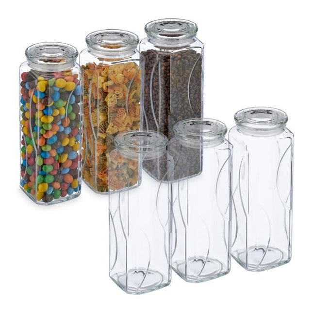 6 laikymo indelių su dangteliais rinkinys, 1650 ml