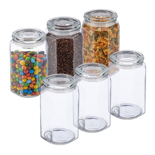6 laikymo indelių su dangteliais rinkinys, 2400 ml